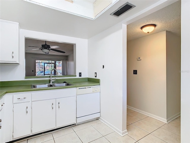 6312 Newtown Cir Unit 12A5, Tampa, FL 33615 - kitchen with dark countertops, visible vents, white cabinets, a sink, and dishwasher