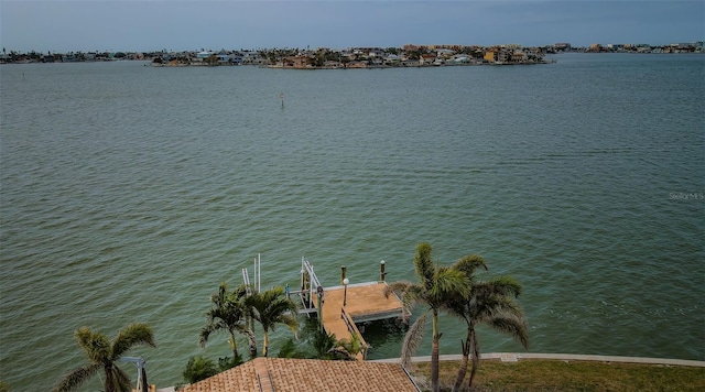 property view of water featuring a dock