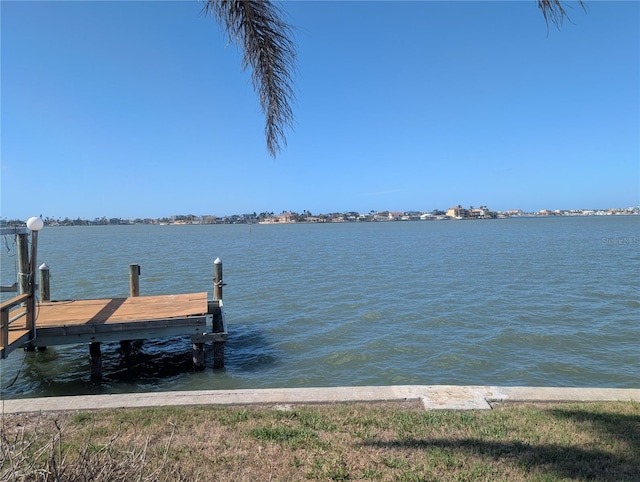 dock area featuring a water view