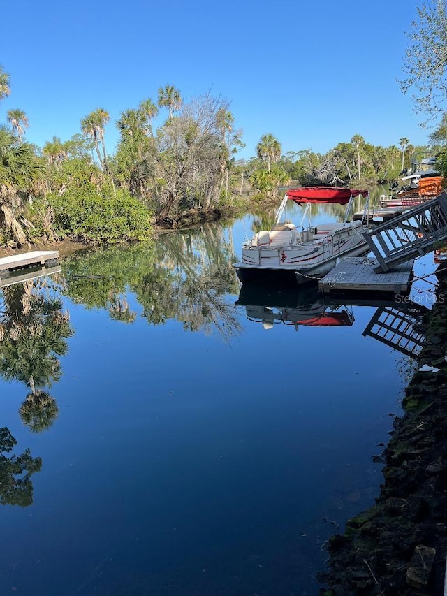 view of dock featuring a water view