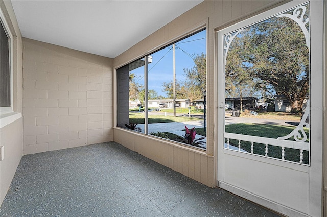 view of unfurnished sunroom