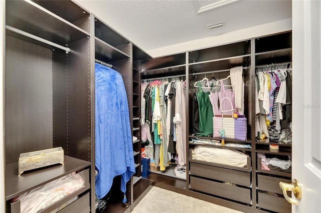 spacious closet featuring visible vents