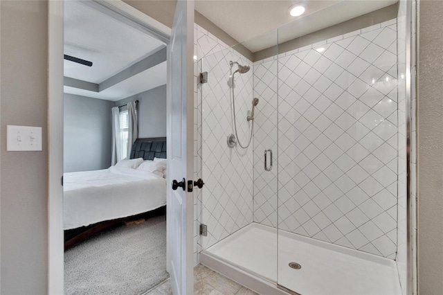 full bath with a stall shower and connected bathroom