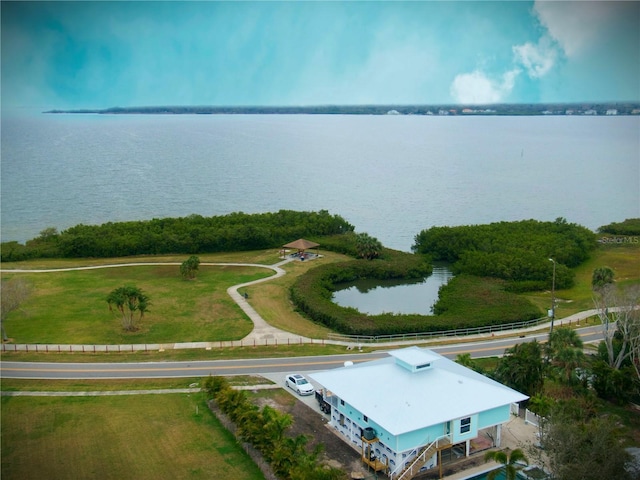 406 Shore Dr W, Oldsmar, FL 34677 - drone / aerial view featuring a water view