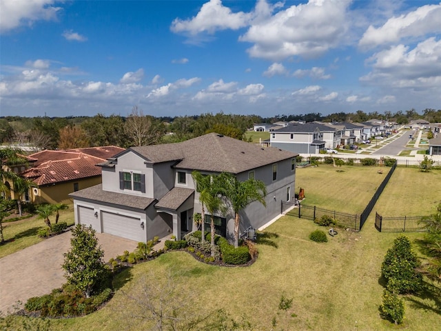 aerial view with a residential view