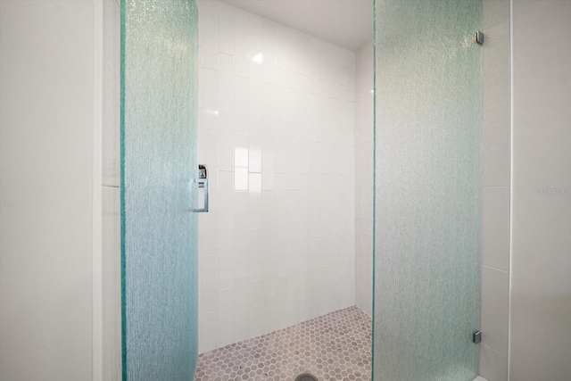 bathroom with a shower stall