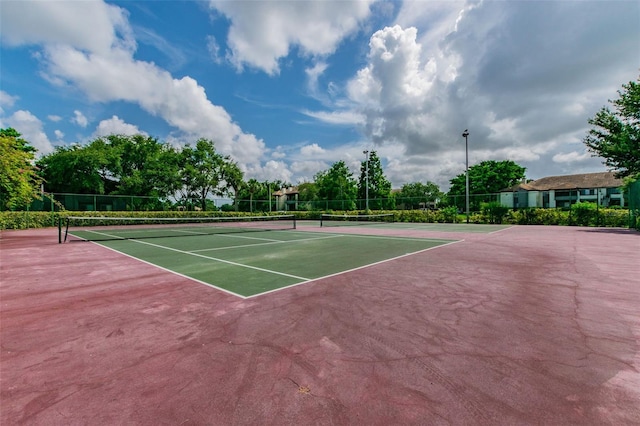 view of sport court with fence