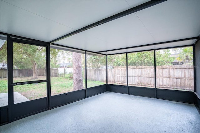 view of unfurnished sunroom