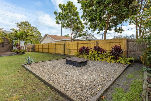 view of yard featuring a fenced backyard