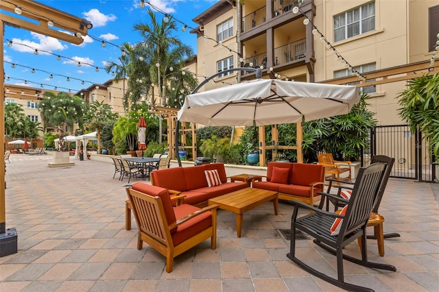 view of patio / terrace with an outdoor living space