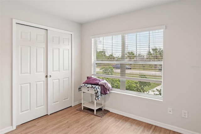 interior space with a healthy amount of sunlight, light wood-type flooring, and baseboards