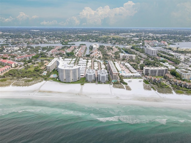 bird's eye view with a view of city, a beach view, and a water view