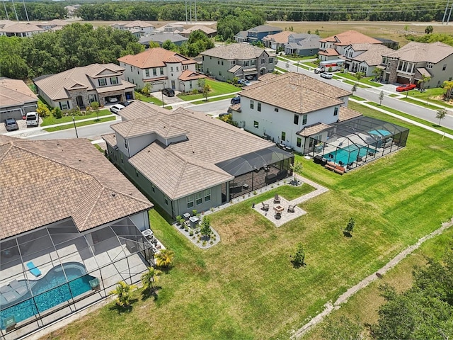 drone / aerial view with a residential view