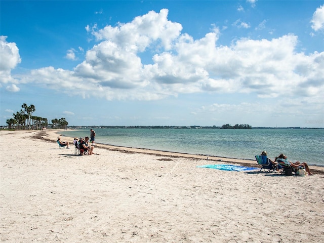 view of water feature featuring a beach view