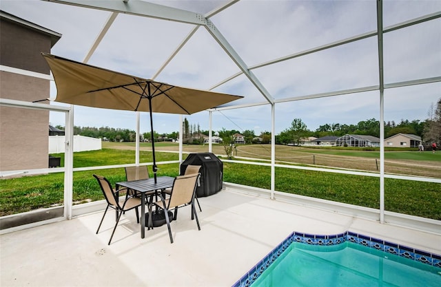 18186 Sandy Pointe Dr, Tampa, FL 33647 - view of pool with a grill, a lanai, a yard, and a patio area