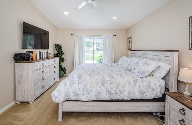 18186 Sandy Pointe Dr, Tampa, FL 33647 - bedroom featuring baseboards, recessed lighting, a ceiling fan, and light colored carpet