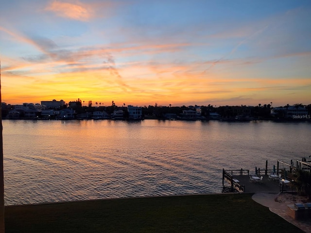 property view of water featuring a dock