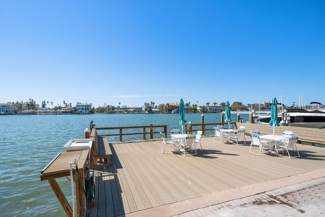 view of dock featuring a water view