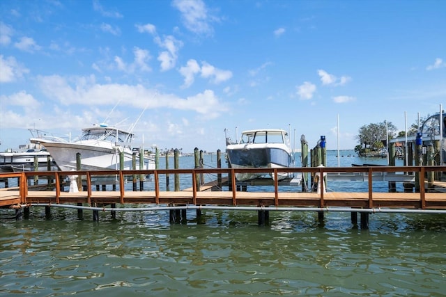 dock area featuring a water view and boat lift