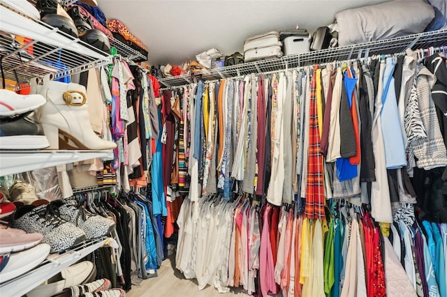 spacious closet with light wood-type flooring