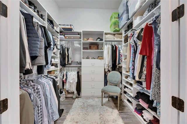 spacious closet with wood finished floors