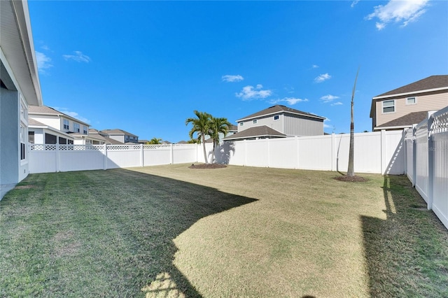 view of yard featuring a fenced backyard