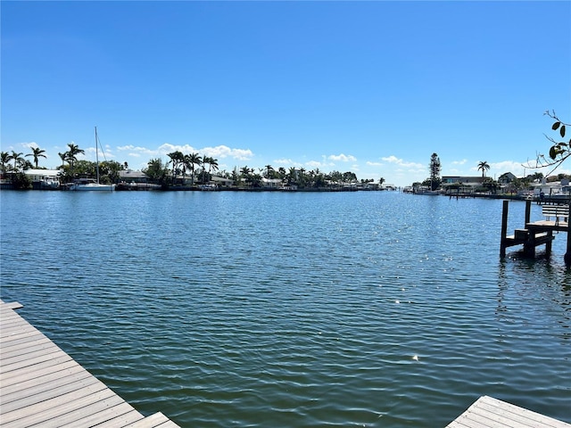 dock area featuring a water view