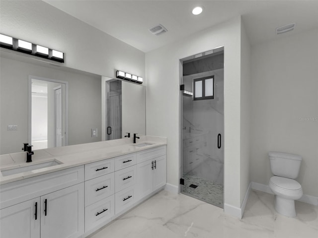 full bath with marble finish floor, a sink, and baseboards