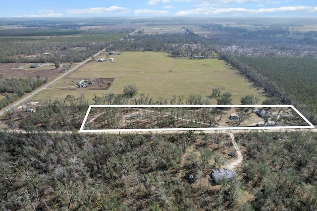 birds eye view of property featuring a rural view