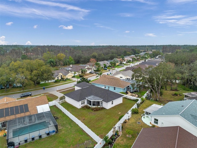 birds eye view of property with a residential view