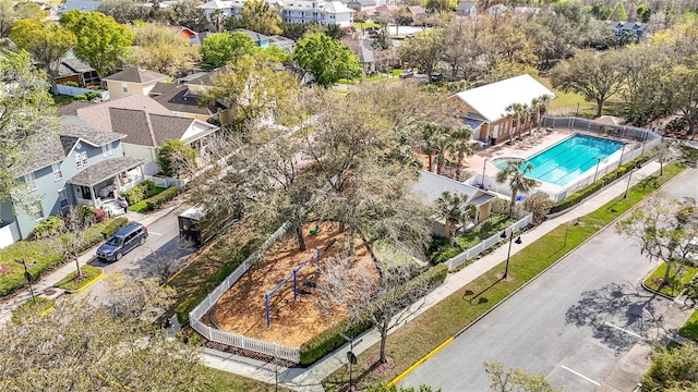 aerial view with a residential view