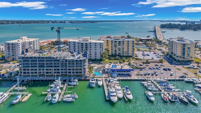 855 Bayway Blvd Unit 105, Clearwater, FL 33767 - view of urban area featuring a nearby body of water, numerous boat docks, and apartment complex