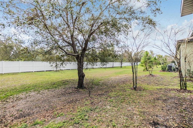 view of yard featuring a fenced backyard