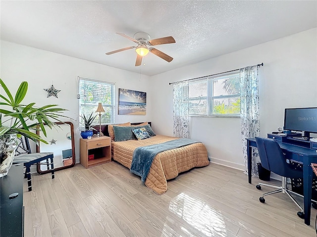 4100 Narvarez Way S, Saint Petersburg, FL 33712 - bedroom featuring light wood-type flooring, ceiling fan, and a textured ceiling