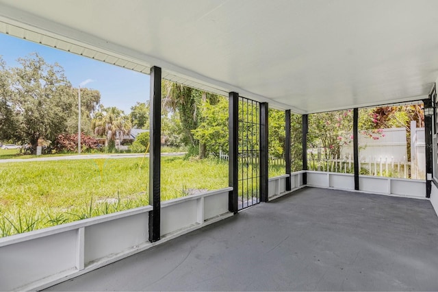 view of unfurnished sunroom