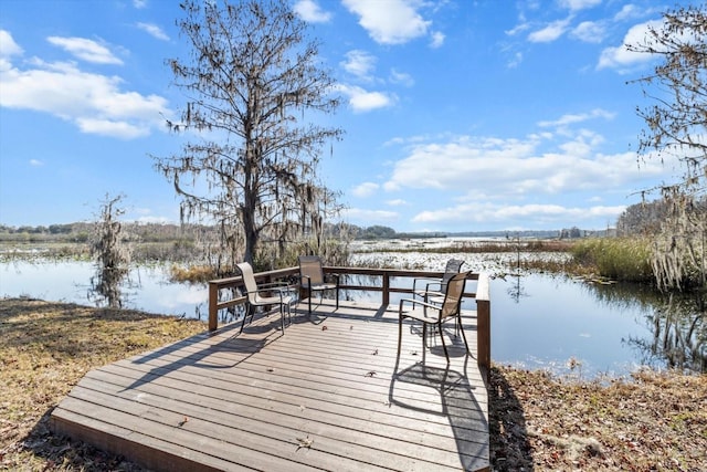 dock area featuring a water view