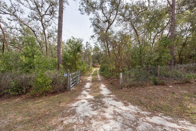 view of road with a gated entry