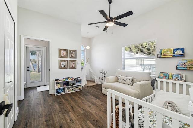 1301 Jen Ma Jo Ln, Lutz, FL 33549 - bedroom featuring dark wood finished floors, ceiling fan, and access to outside