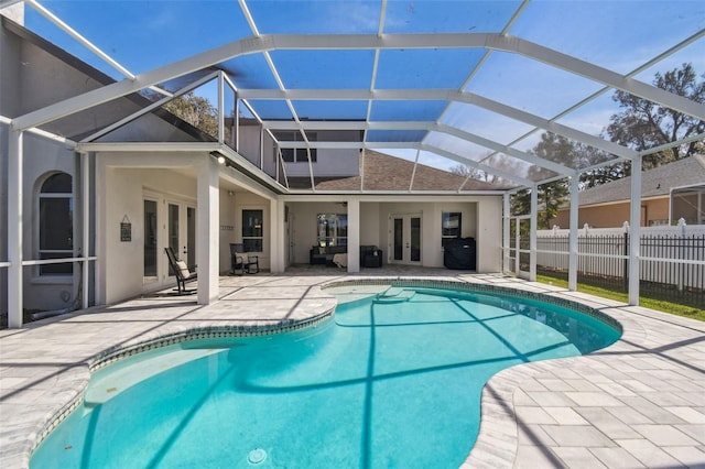1301 Jen Ma Jo Ln, Lutz, FL 33549 - view of pool with french doors, a patio, and glass enclosure