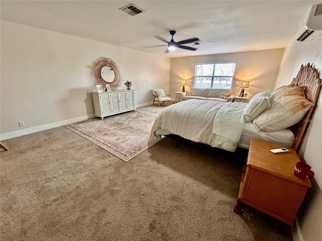 1301 Jen Ma Jo Ln, Lutz, FL 33549 - bedroom with a wall mounted AC, carpet flooring, and a ceiling fan