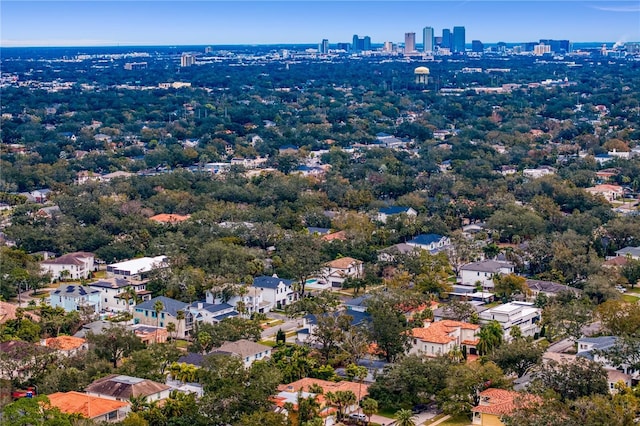 drone / aerial view featuring a city view