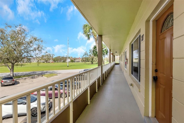 balcony with golf course view