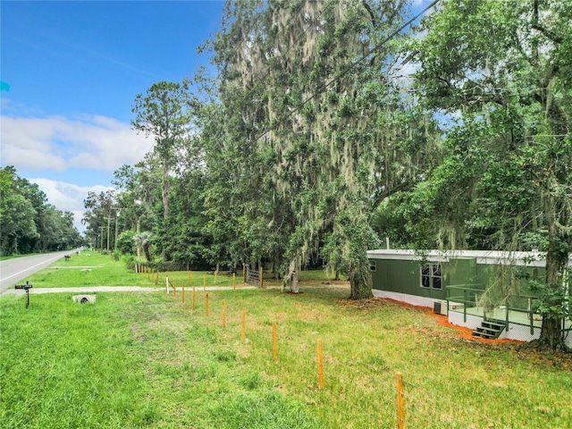 view of yard with a rural view