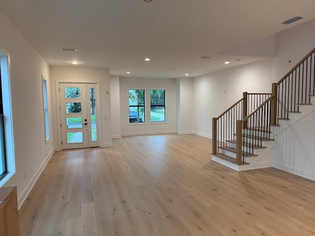 418 W Frances Ave Unit 2, Tampa, FL 33602 - entrance foyer with light wood-style flooring, recessed lighting, stairs, and baseboards