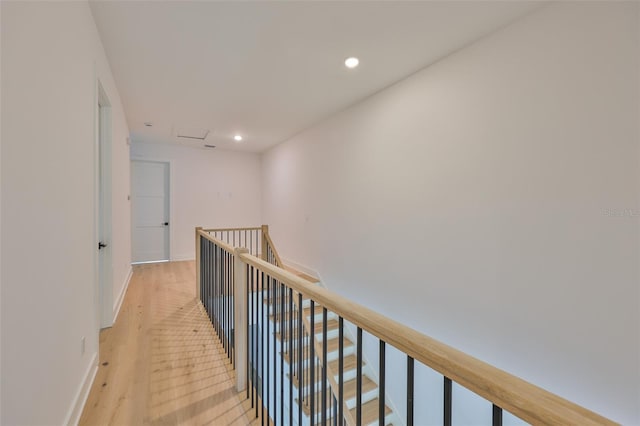 418 W Frances Ave Unit 2, Tampa, FL 33602 - hall featuring light wood-style flooring, recessed lighting, an upstairs landing, and baseboards