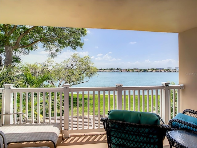 balcony with a water view