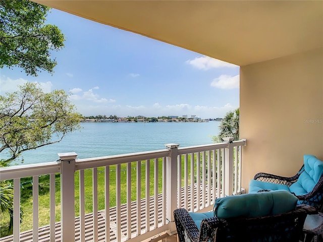 balcony with a water view