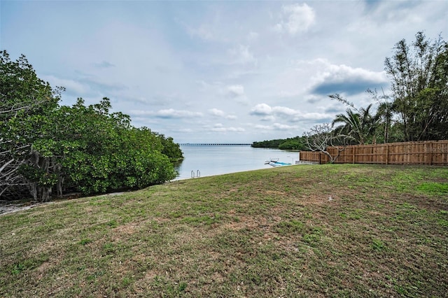 property view of water with fence