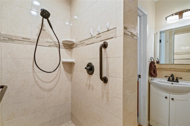 full bath featuring a shower stall and vanity