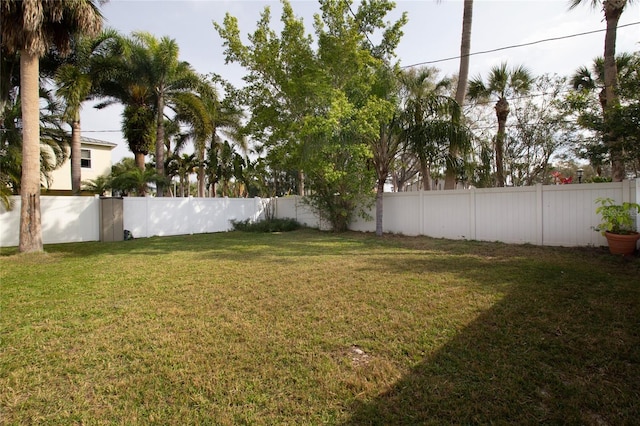 view of yard featuring a fenced backyard